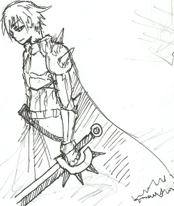 xerose:   crudely drawn seyren with his robust sword(?) not quite sure about the name of the sword really. LOL. need to revive that biolabs blog.   *Ruber/Roubel Sword. (whatever you prefer, really - I personally use Ruber.) And yay for more bio arts