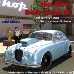  Hot Rod Body Shop IV is a material preset, props and pose package for  Daz Studio&rsquo;s Limousine Prince, Genesis 3 Male and Genesis 3 Female. The  package provides render support for both Iray and 3Delight. Included in  the package are material preset