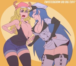 thetwistedgrim:  EDIT: Commission, Lucoa and Esdeath…  pretty much like how this came out &lt;: