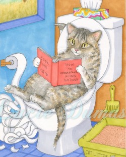 thecatart:  Art print 8x10 from funny painting Cat 535 by Lucie Dumas cat pictures art