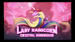Lady Rainicorn of the Crystal Dimension - title carddesigned by Joy Angpainted by Joy Angpremieres Saturday, April 16th at 7/6c on Cartoon Network
