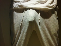 12169003:  my foreskin slowly pulling back as my junk rubs on these soft gym pants