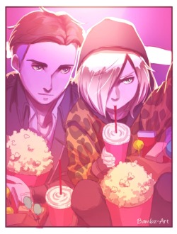 bambz-art: Otayuri - We’re On a Date! Headcanon that Otabek’s fans also follow Yuri’s Instagram because his Instagram is the only place they’ll get pictures of Otabek being a normal person lololol :3 Click for better view!  