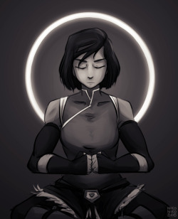 nikoniko808:korra meditating for a reward! and companion piece to aang support me on patreon~