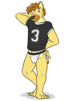 I haven’t been streaming this past weekend, cause I went with my family to see a pro-football game.  So have Fuze hyena in a football jersey and a jockstrap.