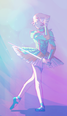 bao-haus:  i couldn’t decide whether i wanted to draw pearl as a knight or a ballerina so i went for an impractical combination of botha knighterinaor just, a ballerina playing a knight