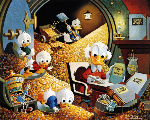 Donald Duck, Scrooge McDuck and huey dewey and louie