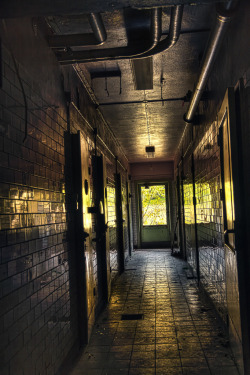 abandonthehalls:  HDR_0783 by mascotter on Flickr.   This reminds me of the times we used to explore an old abandoned mental hospital near a friend&rsquo;s house. Fascinating place. I adore abandoned places like this&hellip; I have a sort of &lsquo;bucket