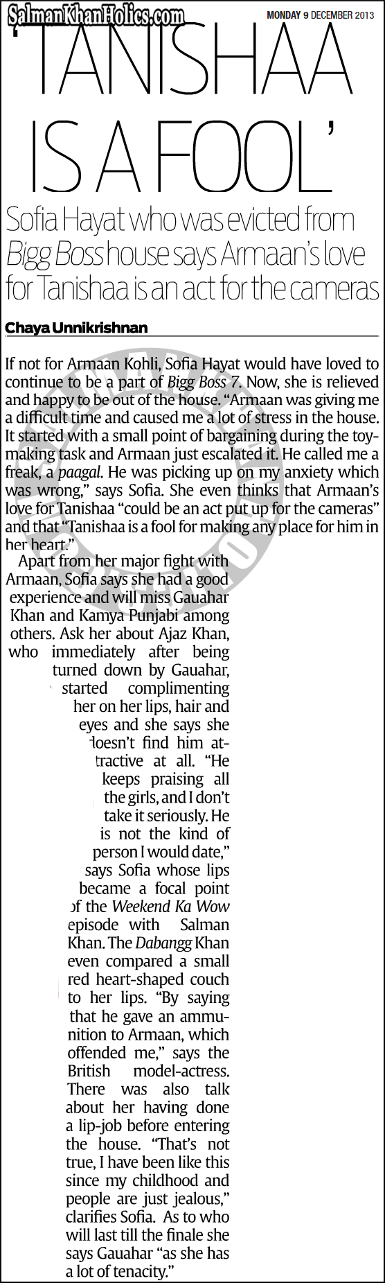 ★ 'Tanishaa is a fool’  -Sofia Hayat who was evicted from Bigg Boss house says Armaan’s love for Tanishaa is an act for the cameras ! Tumblr_mxil5bhyYw1qctnzso2_1280