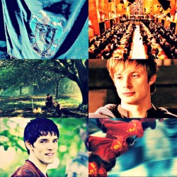 livesofcamelot:  Hogwarts!AU Arthur is the heir to the elite, respected, pureblood Pendragon line and is sorted into Gryffindor, much to his father, the wealthy, Mudblood hating Uther’s pleasure. Arthur is a typical Gryffindor – brave, fearless and