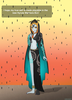 linkstar-number1:  Because honestly, do you really think she likes being a cursed imp?  Midna’s ‘human’ form for Hyrule Warriors DLC. It needs to happen.