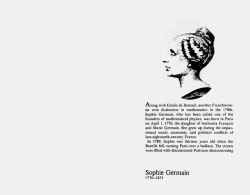 garadinervi:  Women in Mathematics: Sophie Germain, by Lynn M. Osen, The MIT Press, Cambridge, MA, and London, 1974 and 1975, pp. 83-93