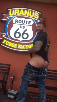 fatherlust:Colby Jansen is a sexy Father, showing off his hairy Dad-ass at the Uranus Fudge Factory Grrr!