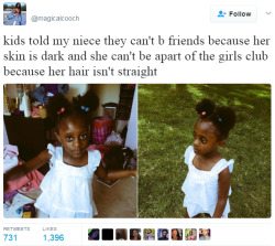 kimreesesdaughter:  teaforyourginaa:  cartnsncreal:  She’s a young queen, tell her to keep her head held high    She don’t need friends like that anyway  This is why I’ll never stop fighting. It’s 2017 and little dark skin kids are still being