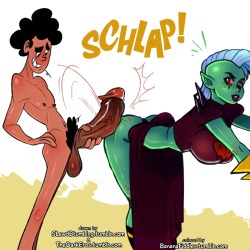bananafiddler:  Combined version of some really great b/w line drawings by TheDarkEros and SLB, featuring Lord Dominator and Wappah. It was super fun to color!