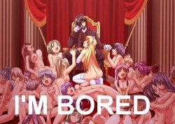 Okay this image is both hilarious and infuriating. A massive orgy of horny women and he&rsquo;s bored? Yeah, I know he&rsquo;s just sitting around like a king, but still I think most anyone would kill to be in his position.   Hentai Archive: http://bit.ly