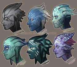 roboticbiotic:  Something that always kind of bothered me in ME is that every Asari has the same head crest (I know it’s just the base model). I always kind of HC’d that the crests can grow is many different shapes and sizes and that they actually