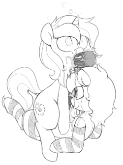 You ever seen a pony getting pegged by a doll verison of themselves while they’re hypnotized into a limp plaything and another pony throatfucks them while they cum on their doll self?