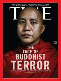 abu-macintosh:  geesi:  Burmese monk Wirathu is on the cover of July 2013 Time Maganzine. Wirathu has been leading a plot to ethnically cleanse the Rohingya people. The Rohingya people are Muslims. He has compared Muslims to “African crap&quot;
