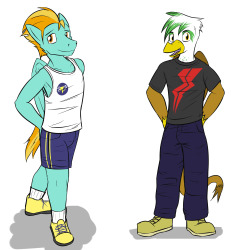 Anthro versions of Lightning Sand and Gil. If ya notice how I&rsquo;m hiding the hands, it&rsquo;s cause 1. they&rsquo;re a pain, and 2. they get in the way when drawing clothes.  Got a bit more creative with Sand once I realized how boring the pose