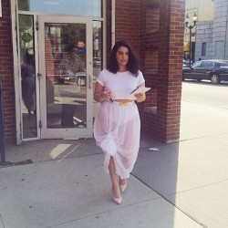 nadiaaboulhosn:  Post office wearing my @downtown_virgo skirt. On a side note: I get asked a lot if I have a PO Box for fan mail. I do but please don’t send me any gifts, don’t spend money on me, your support, stories, and love are enough. —Nadia