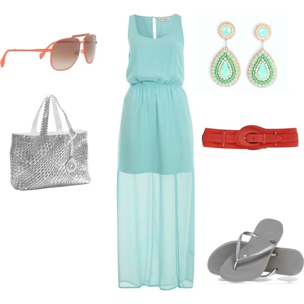 Aqua Coral Summer Dress Outfit. - Vennie Fashion Online