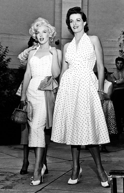 missmonroes:  Marilyn Monroe and Jane Russell at Grauman’s Chinese Theatre,1953 