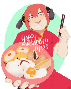 gindooki:  its still the 3rd over here so have a kagura with lots of food bc i love drawing food and she loves food so its a nice coincidence i think 