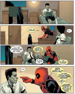 kaisergeyser:  doktorvondoom:  innervenom:  “That… that’s the first time anyone’s EVER called me that…”  This is my Wade Wilson I’m so sad that he’s so rarely done right  It’s things like these that make me want to start frantically