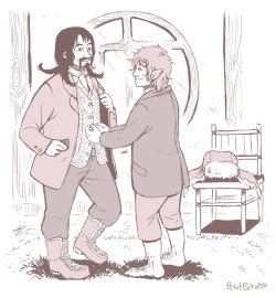 petitpotato:  In my head-canon, after the quest, Bofur comes to live at Bag End. First of all, Bilbo would try to clean him up :D (Home is, where you can wear nice clothes and bath regularly!) 