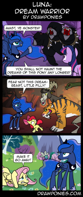 equestrian-diarchy:  Comic: Luna, Dream Warrior by drawponies  xD Oh Fluttershy &lt;3