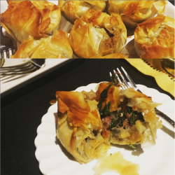 foodffs:  More food pics and ideas @ ig: taylor_cooks So my Mom really loves octopus, and she wanted me to make an app for her dinner party, so I came up with these Octopus and Spinach Phyllo Pies. 2 tbs olive oil ¾ lbs. of Octopus Canned in Olive Oil