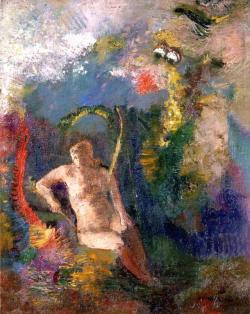 symbolism-art:  Landscape with Eve via Odilon RedonSize: 26.99x21.27 cmMedium: oil on canvas