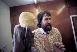 gameraboy:  Jim Henson and Frank Oz discussing how to build the Yoda puppet for The Empire Strikes Back with director Irvin Kershner. The last photo is of Jim demonstrating a Skesis design for The Dark Crystal. 