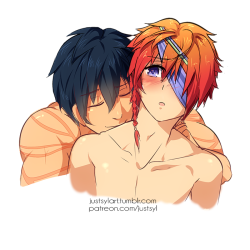 Nhnnnnn Couldn&rsquo;t hold myself, I had to sketch them together! My ocs Tyron and Thaias (Thaias is the red hair one) =&rsquo;D I really want to do more stuff about them.It was a &ldquo;quick&rdquo; sketch at first but got a lil bit more far and sketchy