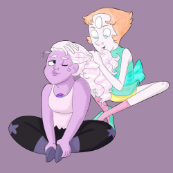 chizzi-cat: Pearlmethyst Week Day 4~Free Day Ame has a lot of hair and her girlfriend helps her @annadesu Pearlmethyst week organized by @fuckyeahpearlmethyst 