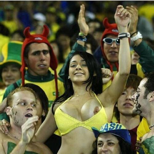Beautiful soccer fan brazil