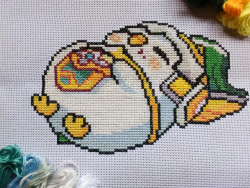 cyber-pancake: Mav - Wind Penguin Knight (Summoners War) I posted this more than a year ago on the swart subreddit. It was basically an *attempt* to make a cross stitch. Looking back, I could’ve chosen better colors on some parts though overall, I was