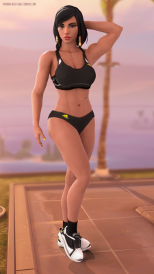 Pharah showing off dat body Models: Pharah, sports outfit  