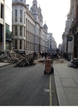 sherlockingmyhouse:  Another shot of the TIG film set in Chancery Lane/Carey Street in London (03/11) where Benedict Cumberbatch is filming at this moment as Alan Turing (photo via @WAAMMMM) 