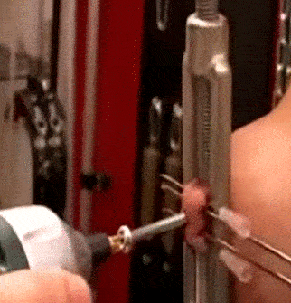 slut-slave-trainer:  I put screws needles and skewers into nipples!! 