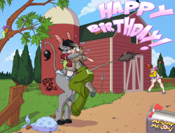 teerstrash:last monday was Eltonpots birthday, so i decided to make him a gift, with  help from Lordstevie!My donkey Gal Brandi decided to go visit his cousin(’s uncle’s namesake’s husband’s sister-in-law’s lover’s shopkeeper’s namesake’s