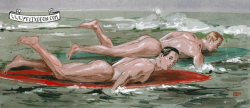 gay-erotic-art:  men-in-art:  Surfing Buddies - Jordan Surfing - Jordan Surfing 2 - Nude SurfingFelix d'Eon   Autumn has arrived and we say goodbye to summer and all that comes with it. Many gay artists, photographers and painters, use the beach as their