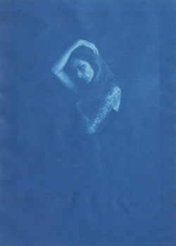 noisenest:  of the earth she loves so dearly ( I ) // theresa manchester // cyanotypes - different toning methods, different toners - all done by brush, dipping, spray, etc 