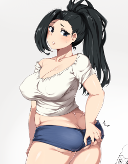 moisture-chi:    Yaoyorozu   Do a little change on her hair style but then she looks like another perosn. _(:3 ã€âˆ  )_ 