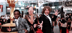 stanseb:  Caleb McLaughlin, Millie Bobby Brown and Gaten Matarazzo pose for the glambot at the Emmys (September 18th, 2016) 