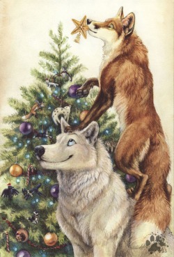 clean-furry-fuzzbutts:Merry Christmas Eve to those who celebrate it! Happy Holidays to all!  Art by Blotch http://www.furaffinity.net/user/blotch/ This reminds me of a few friends&hellip;