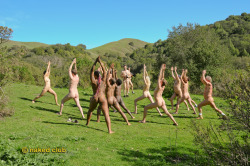 The Naked Club doing yoga in the hills. We&rsquo;re always working on a new event, join us in California or Ontario!