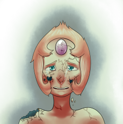 dance-like-a-tree:   Cracked Like a Porcelain Doll  [full view] I was thinking last night about something someone said and it gave me this idea; What if Pearl, when her gem was cracked, fell apart like a porcelain doll? So, this happened #body horror