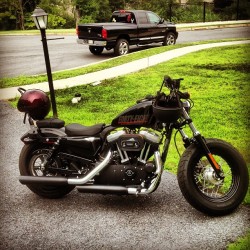 Afternoon rides with this babe -&gt; @e_larrea  #harley #harleydavidson #48 #blackonblackonblack #hog
